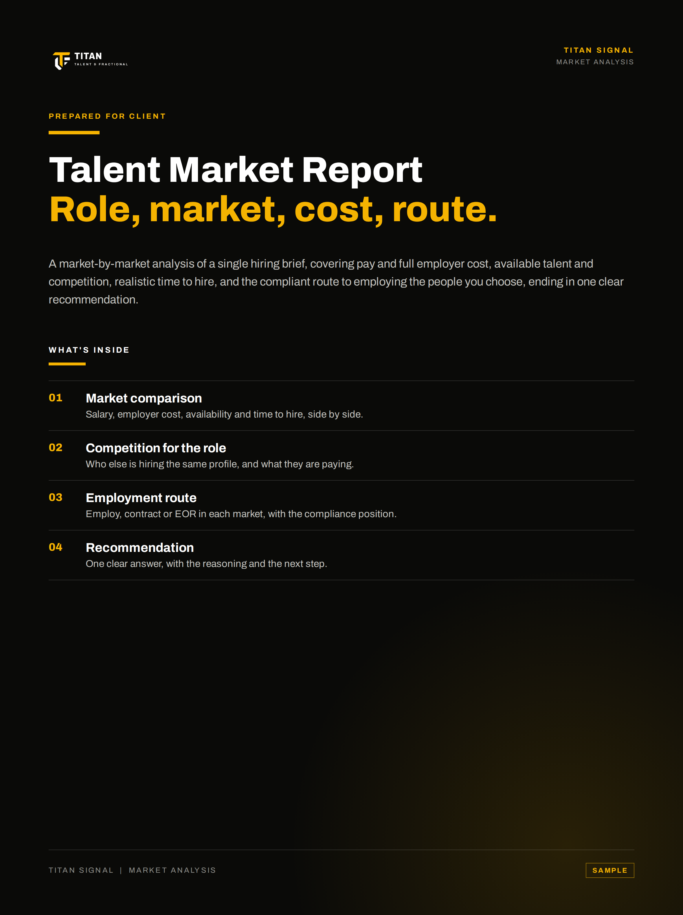 Sample Talent Market Report cover